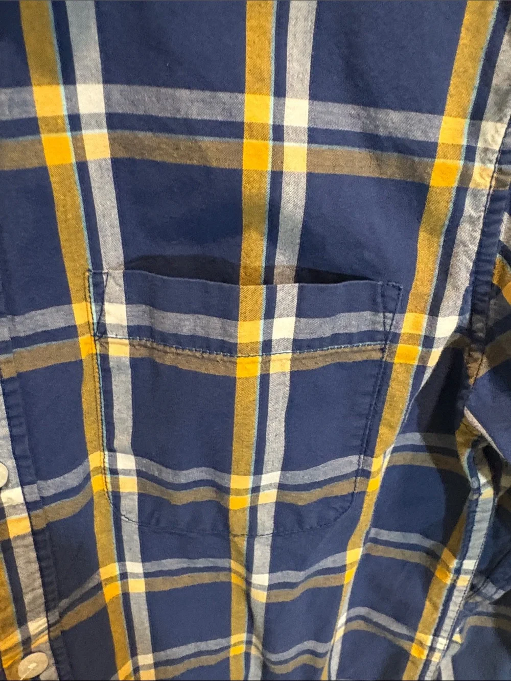Old Navy Blue and Yellow Plaid Button-Down Shirt